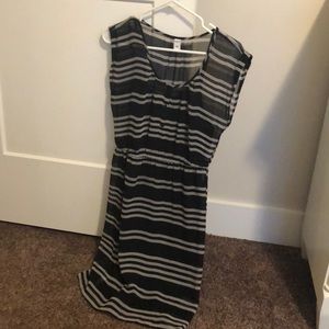 Sheer striped dress with tank sheath
